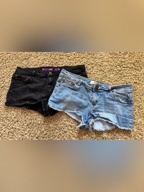 Light Wash Denim Cutoff Shorts & Black Denim Shorts